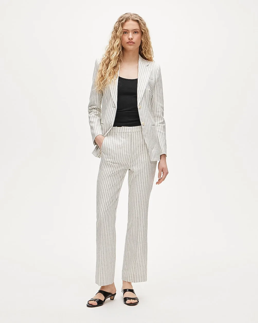 Kaya Pant in Striped Stretch Linen Blend by J.Crew