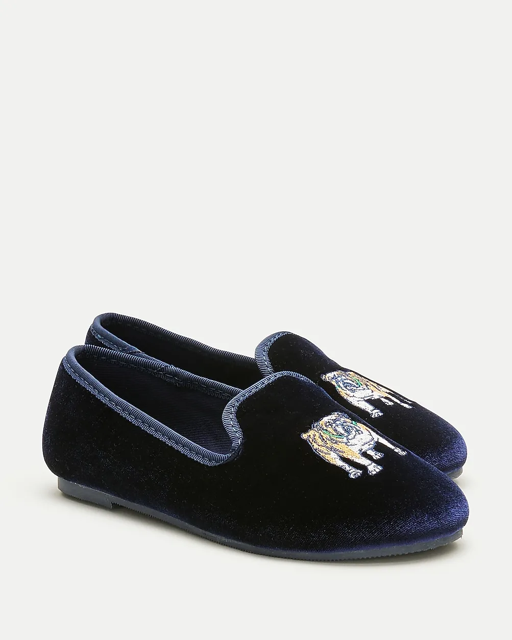Embroidered-Bulldog Velvet Slip-On Shoes by J.Crew