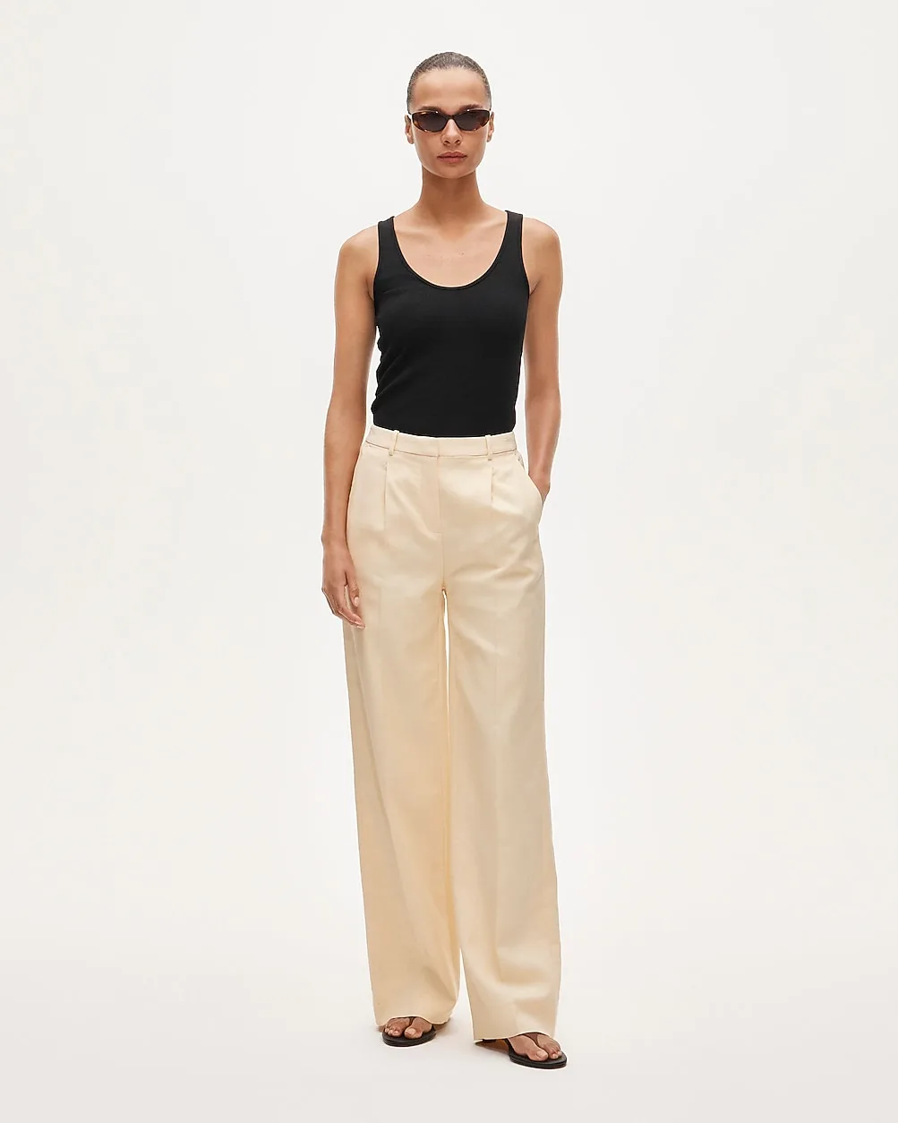 Essential Wide-Leg Pant in Gramercy Linen Blend by J.Crew