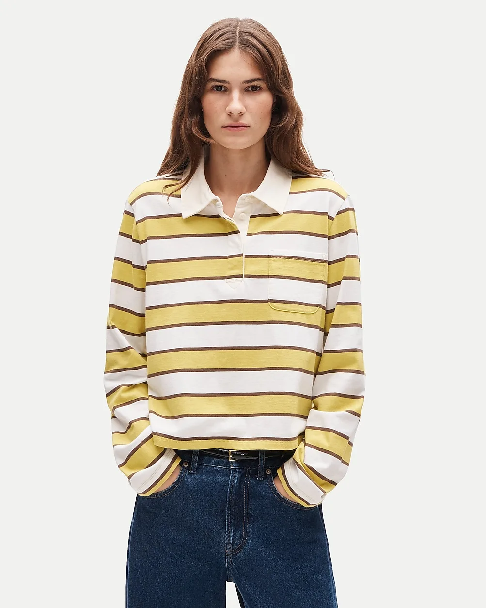 Boyfriend Jersey Cropped Rugby Shirt in Stripe