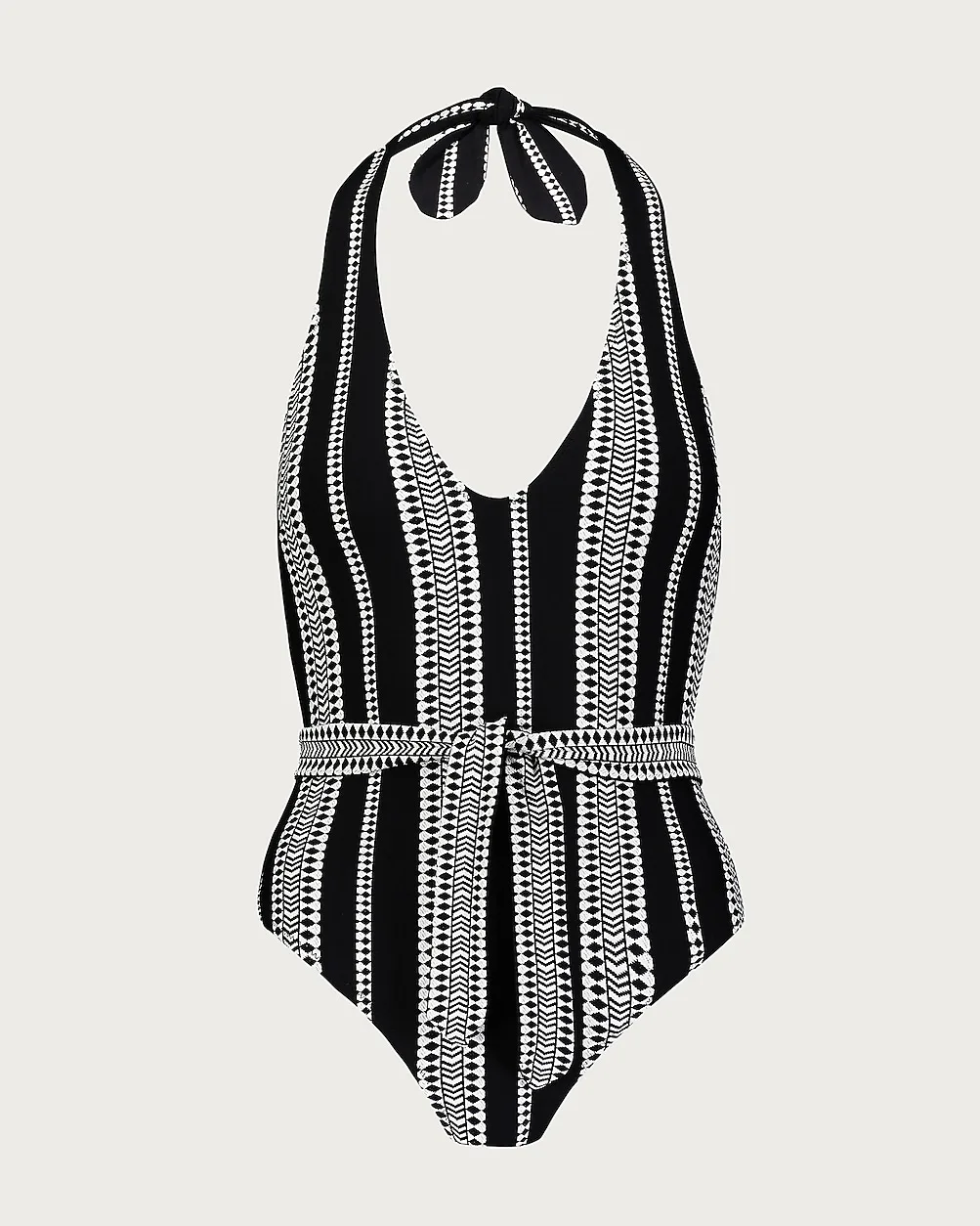 Lemlem Luchia Deep-V Belted One-Piece by J.Crew