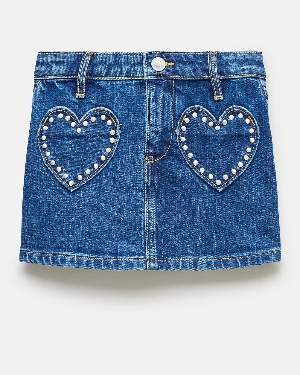Embellished Heart-Pocket Denim Skirt by J.Crew