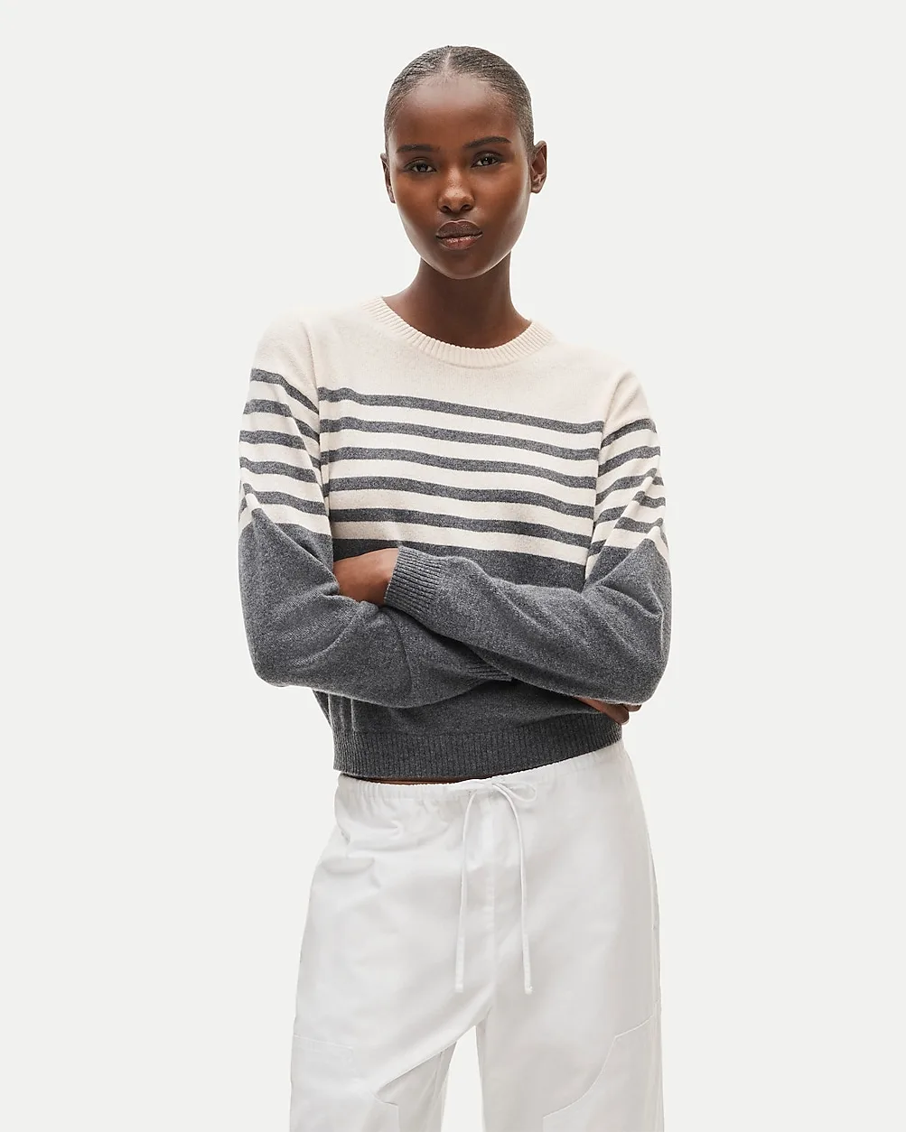 Perfect Cashmere Crewneck in Stripe by J.Crew