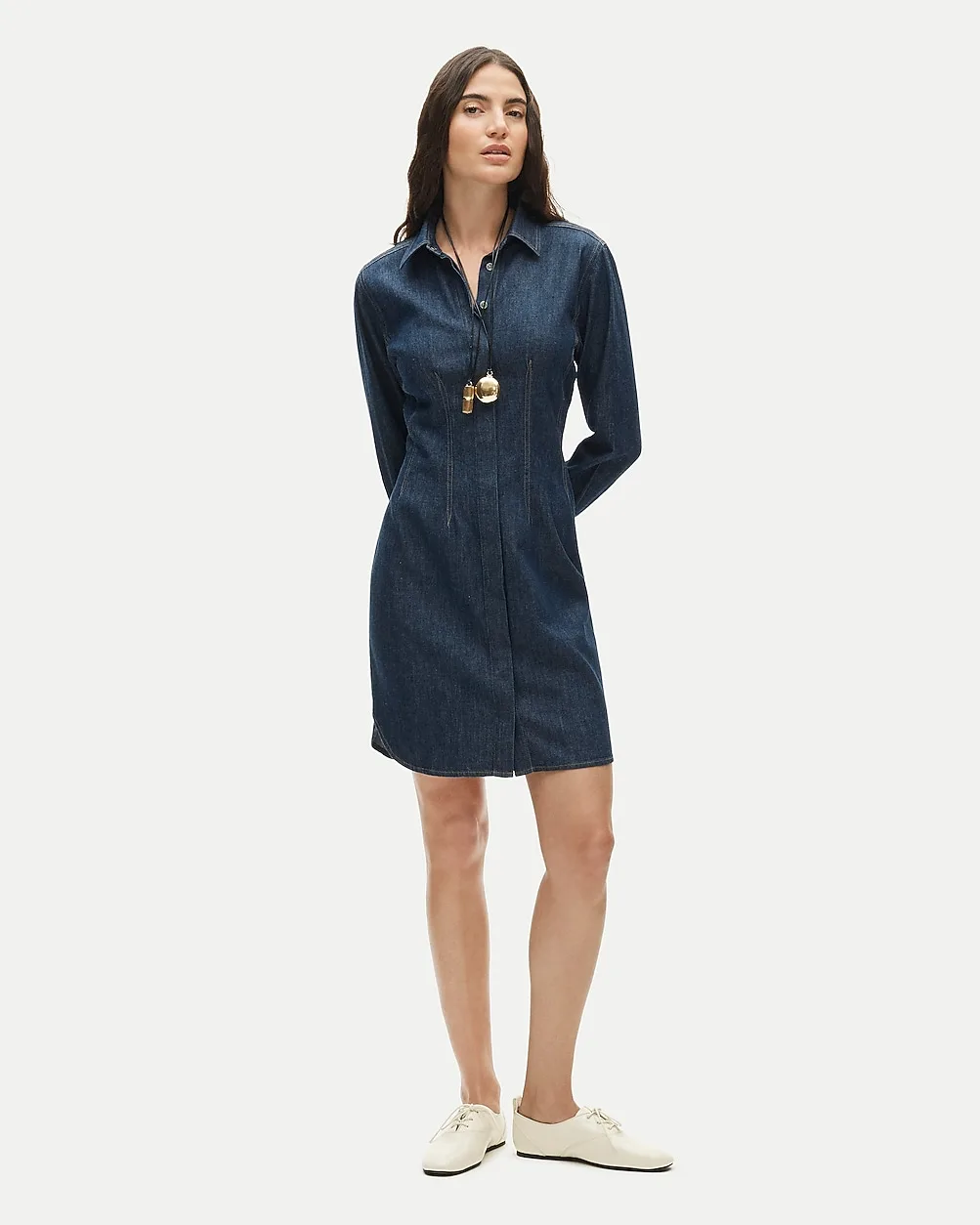 Long-Sleeve Mini Shirt-Dress in Denim by J.Crew