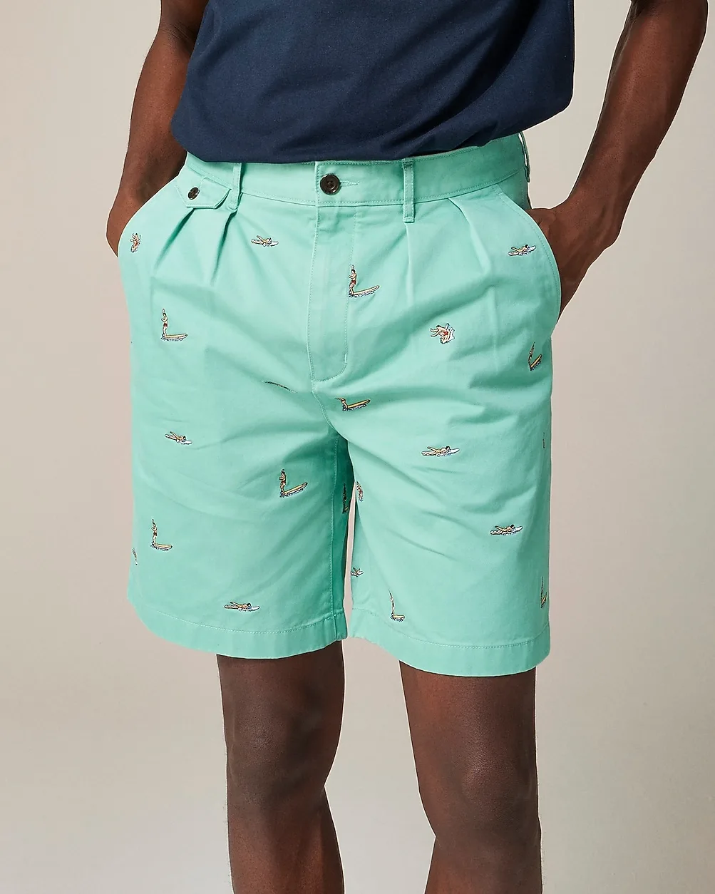 BEAMS PLUS x J.Crew 8.5'' Pleated Chino Short with Surfer Embroidery by J.Crew