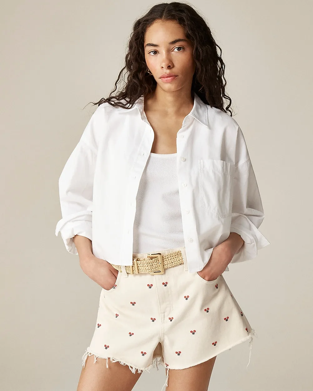 Embroidered Lower-Rise Denim Short by J.Crew