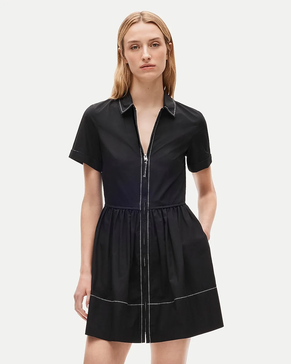 Mini Zip-Up Shirt-Dress in Cotton Poplin by J.Crew