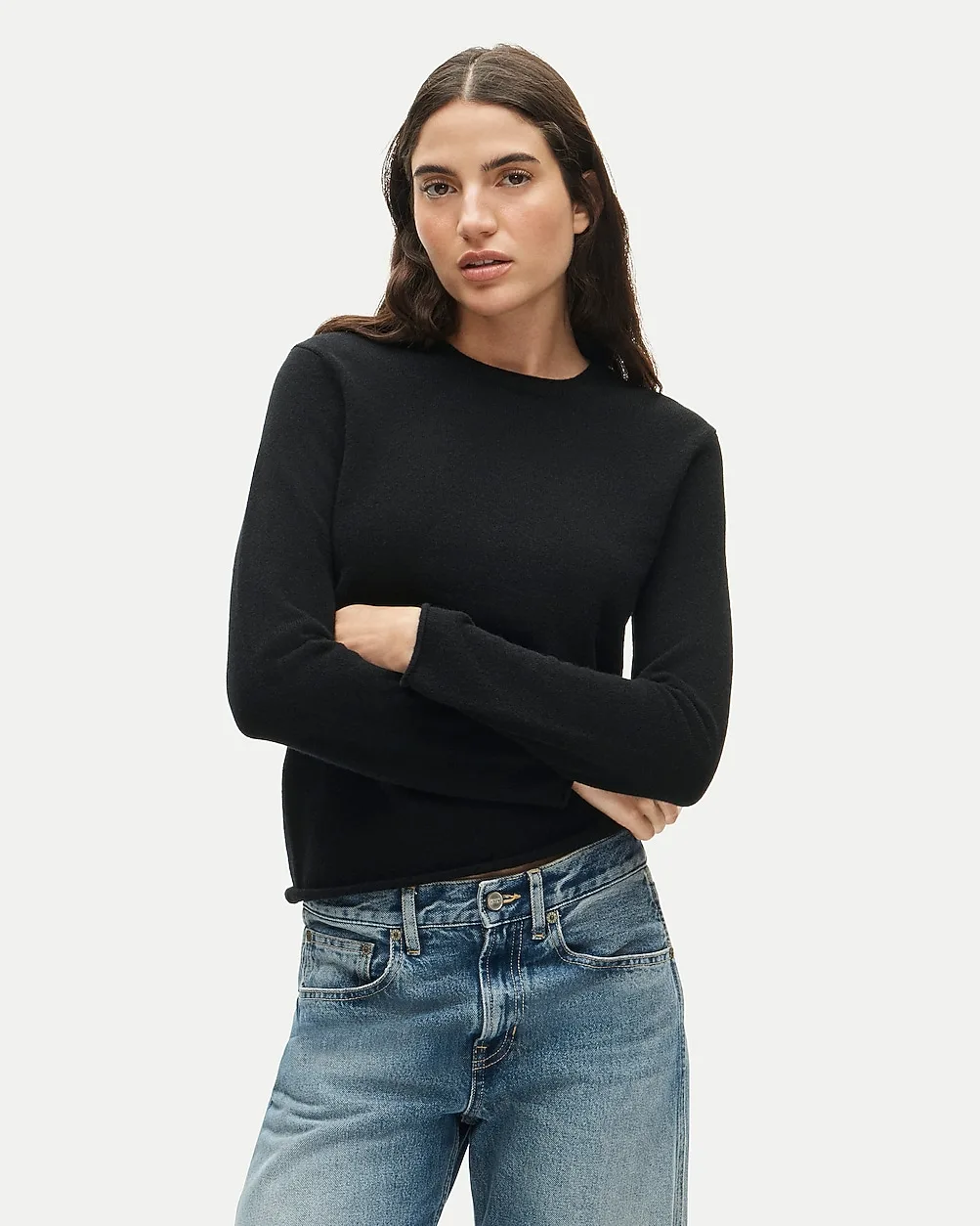 Rolled Cashmere Long-Sleeve Sweater