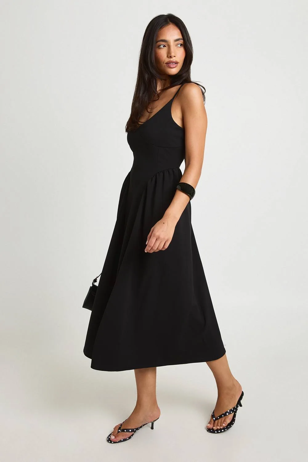 Strappy Full Skirt Jersey Crepe Mini Dress by boohoo