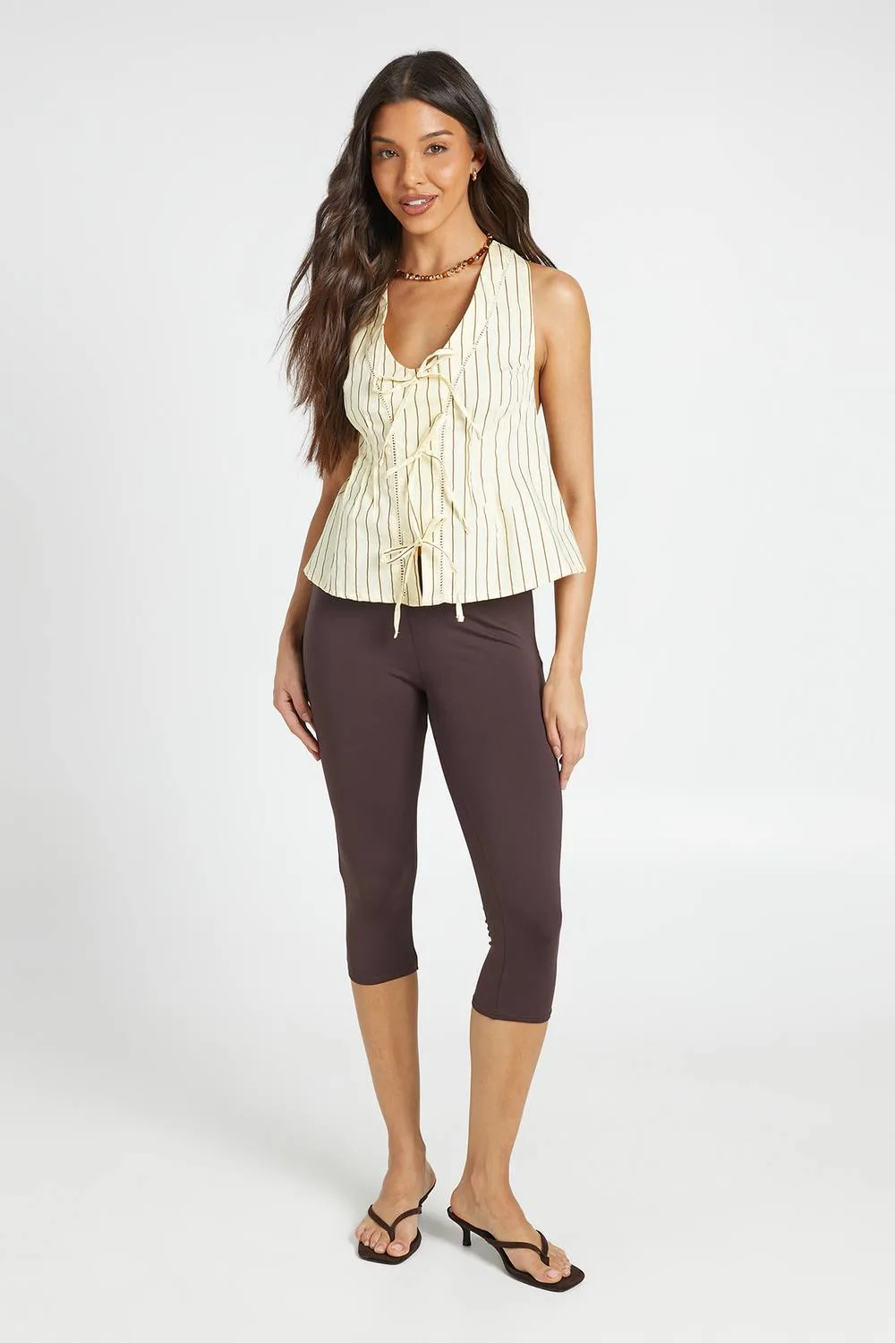 Cotton Touch Mid Rise Capri by boohoo