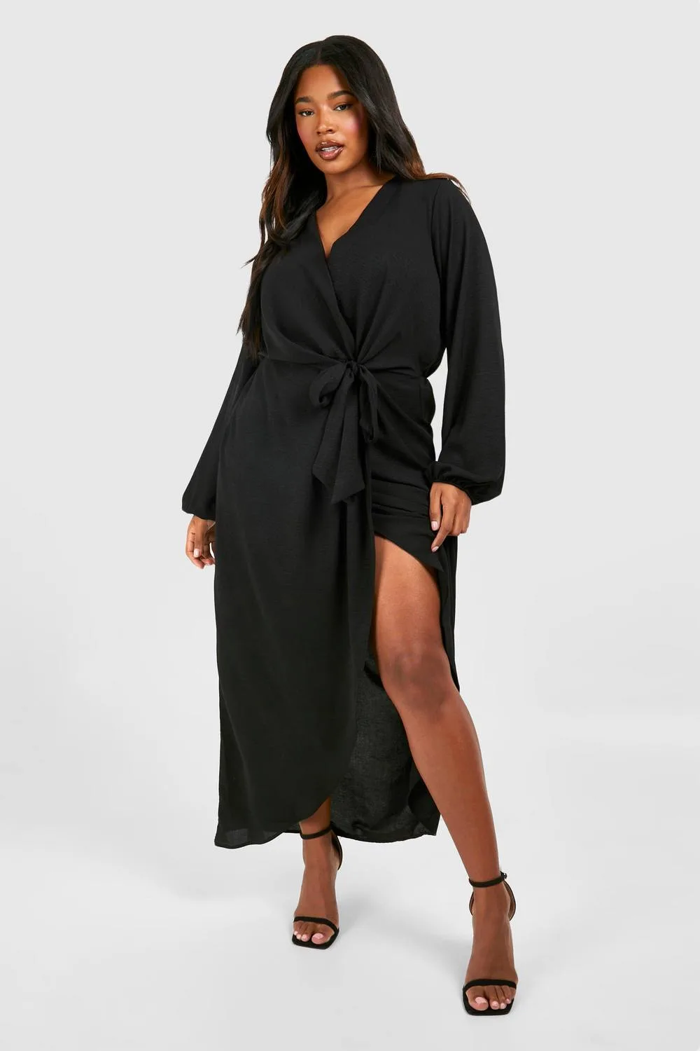 Textured Tie Detail Maxi Dress by boohoo