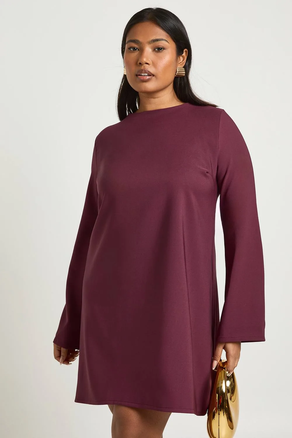 Flare Sleeve Tie Back Shift Dress by boohoo