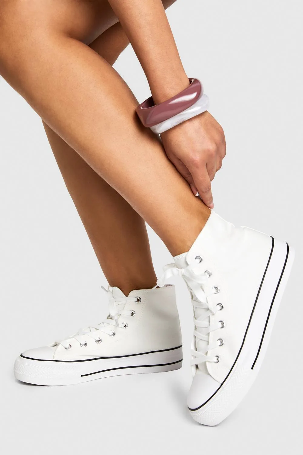 High Top Platform Lace Up Trainers by boohoo