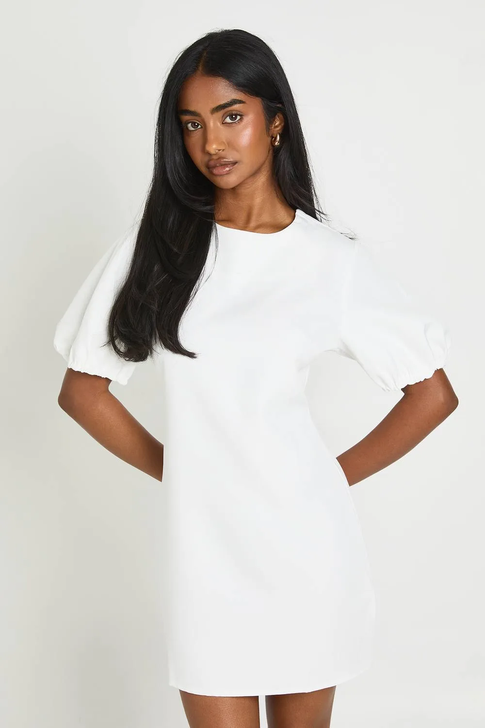 Tailored Puff Sleeve Shift Dress by boohoo