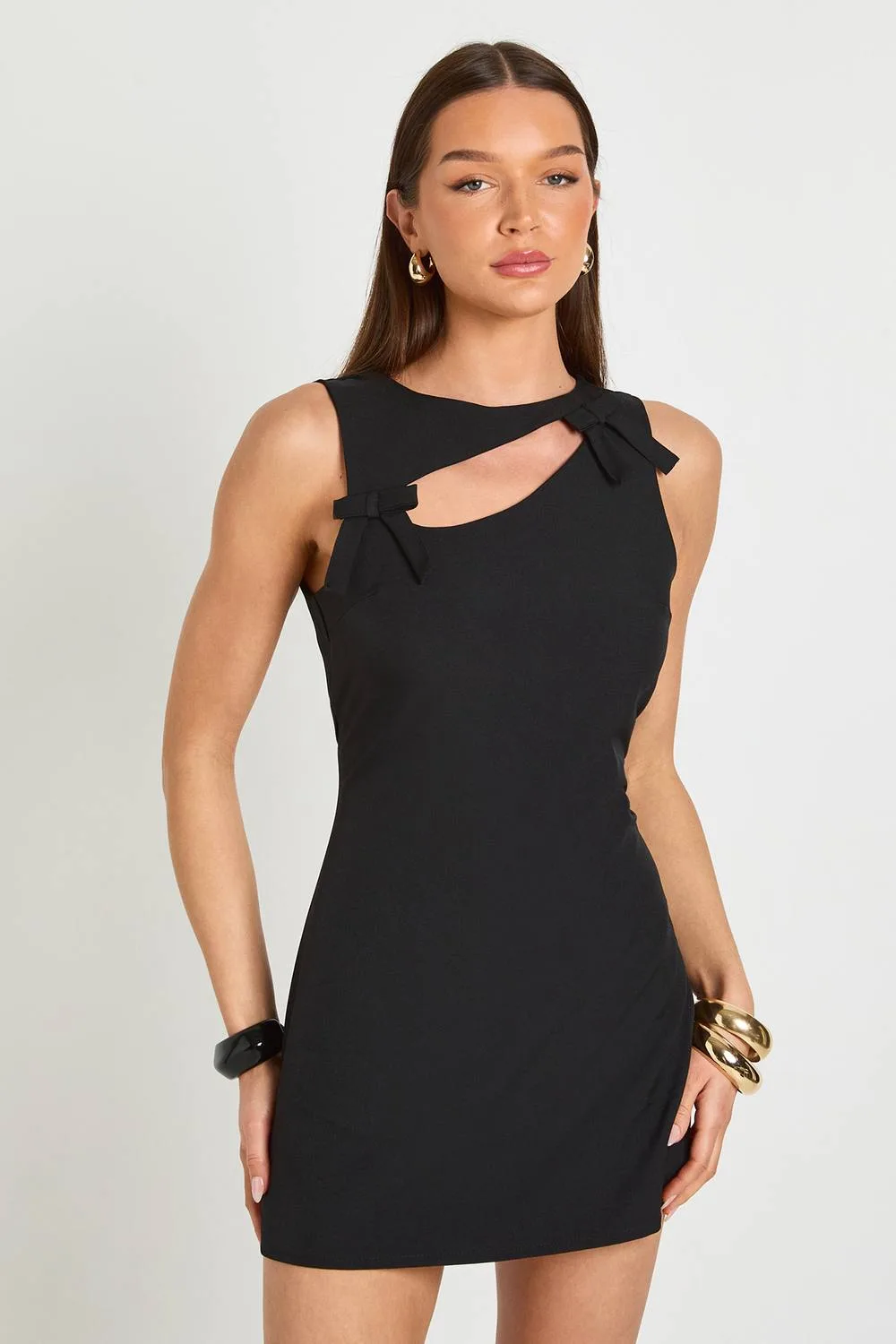 Bow Detail Woven Shift Dress