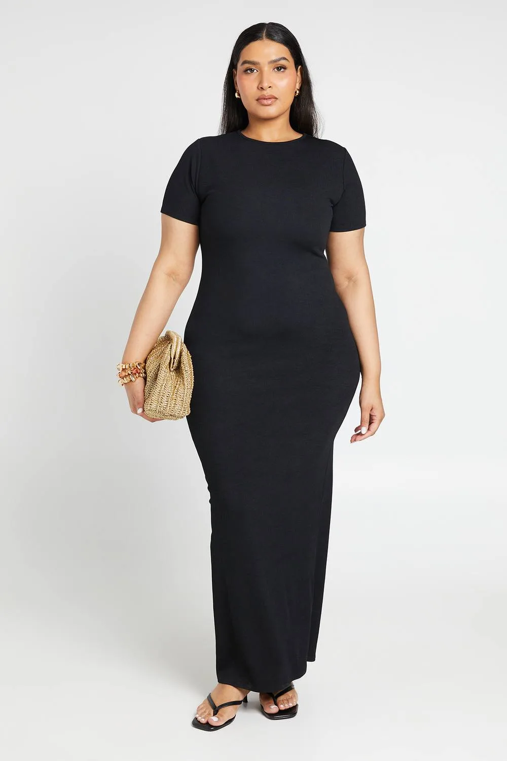 Rib Short Sleeve Maxi Dress by boohoo