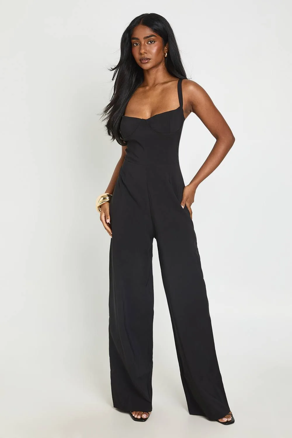 Seam Detail Underwired Wide Leg Jumpsuit