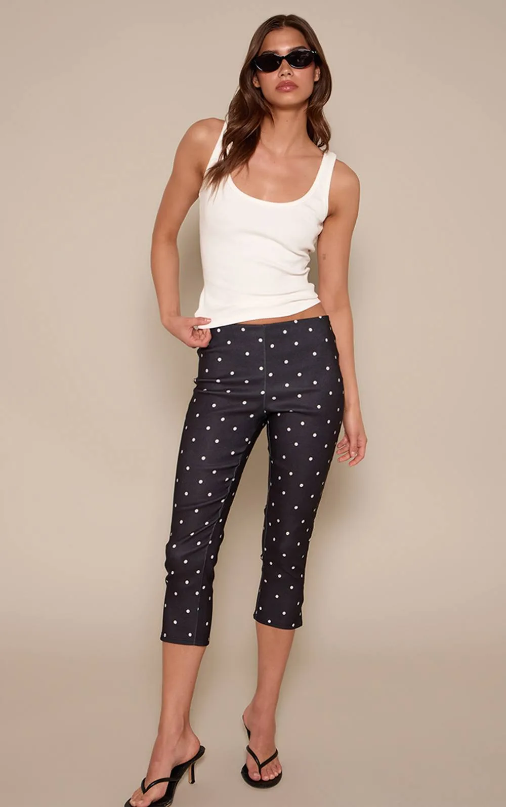Polka Dot Stretch Woven Capri's by PrettyLittleThing