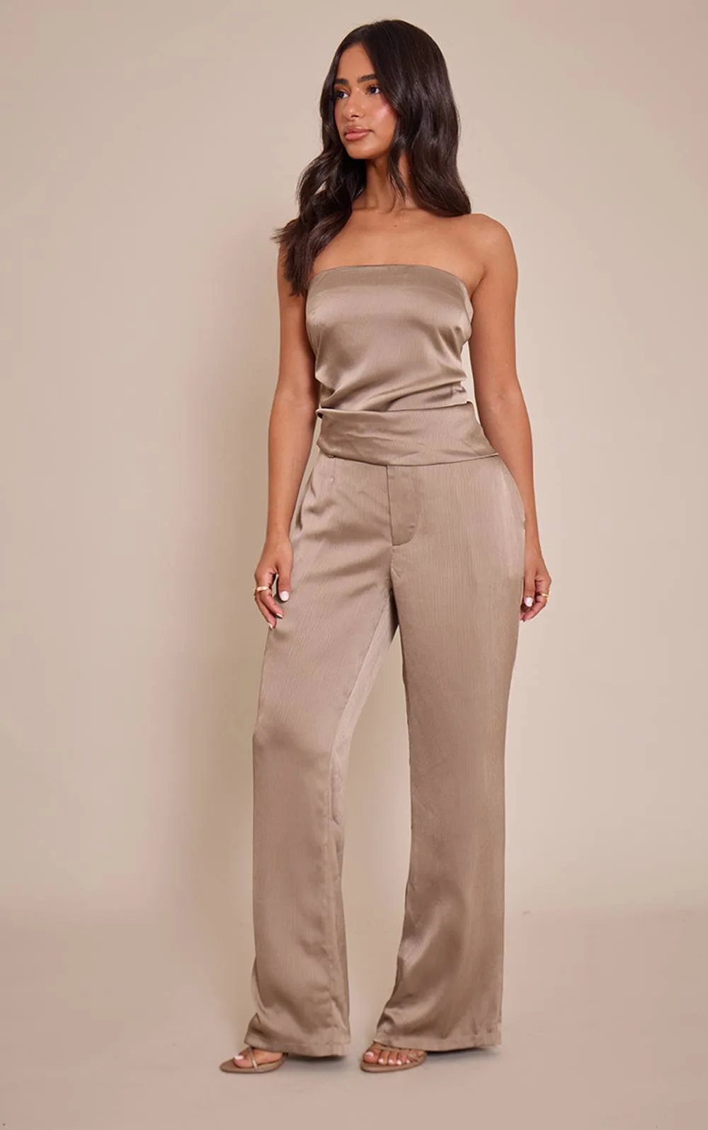 Satin Straight Leg Trousers Co-Ord by PrettyLittleThing