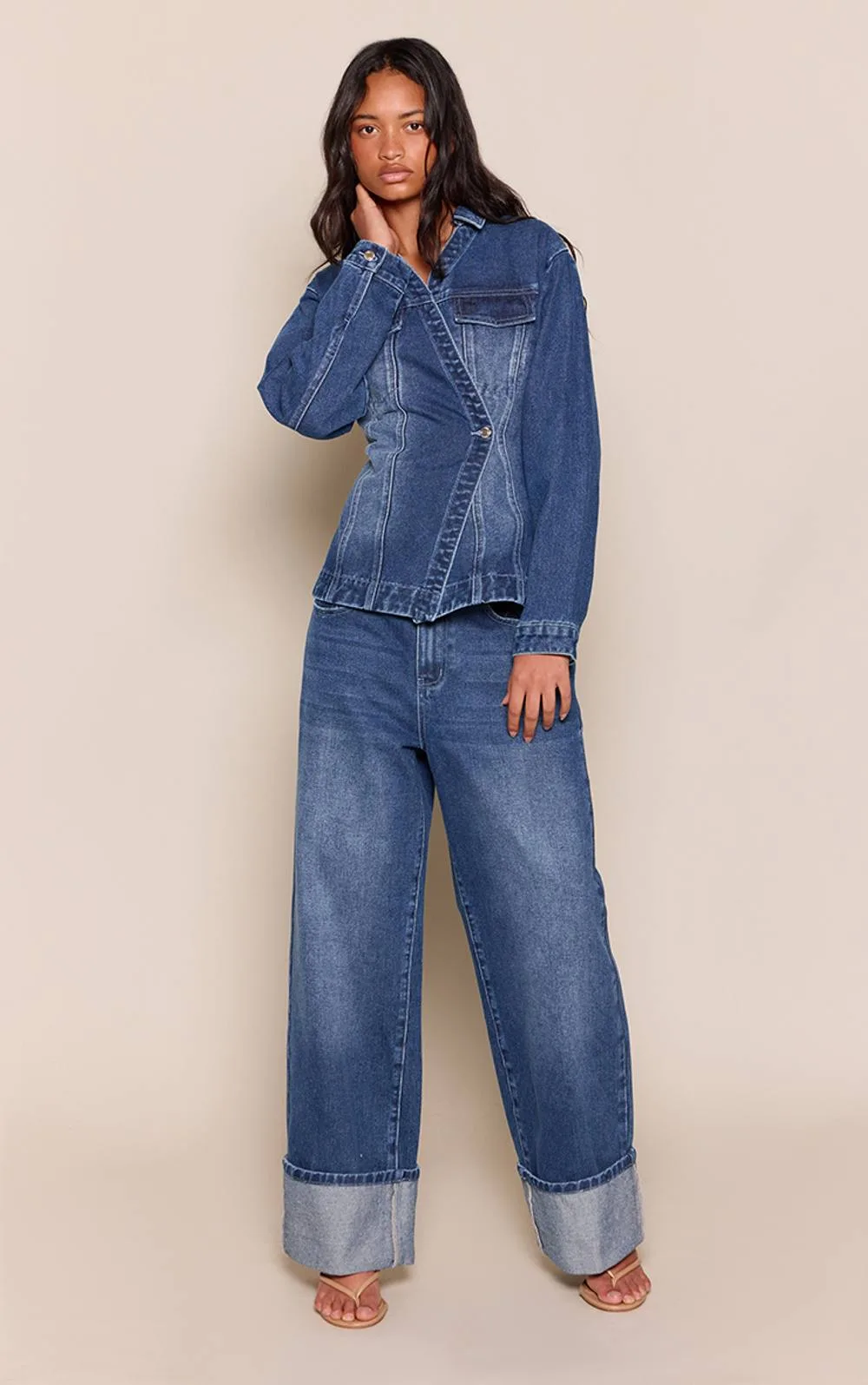 Mid Rise Straight Leg Turn Up Jean by PrettyLittleThing