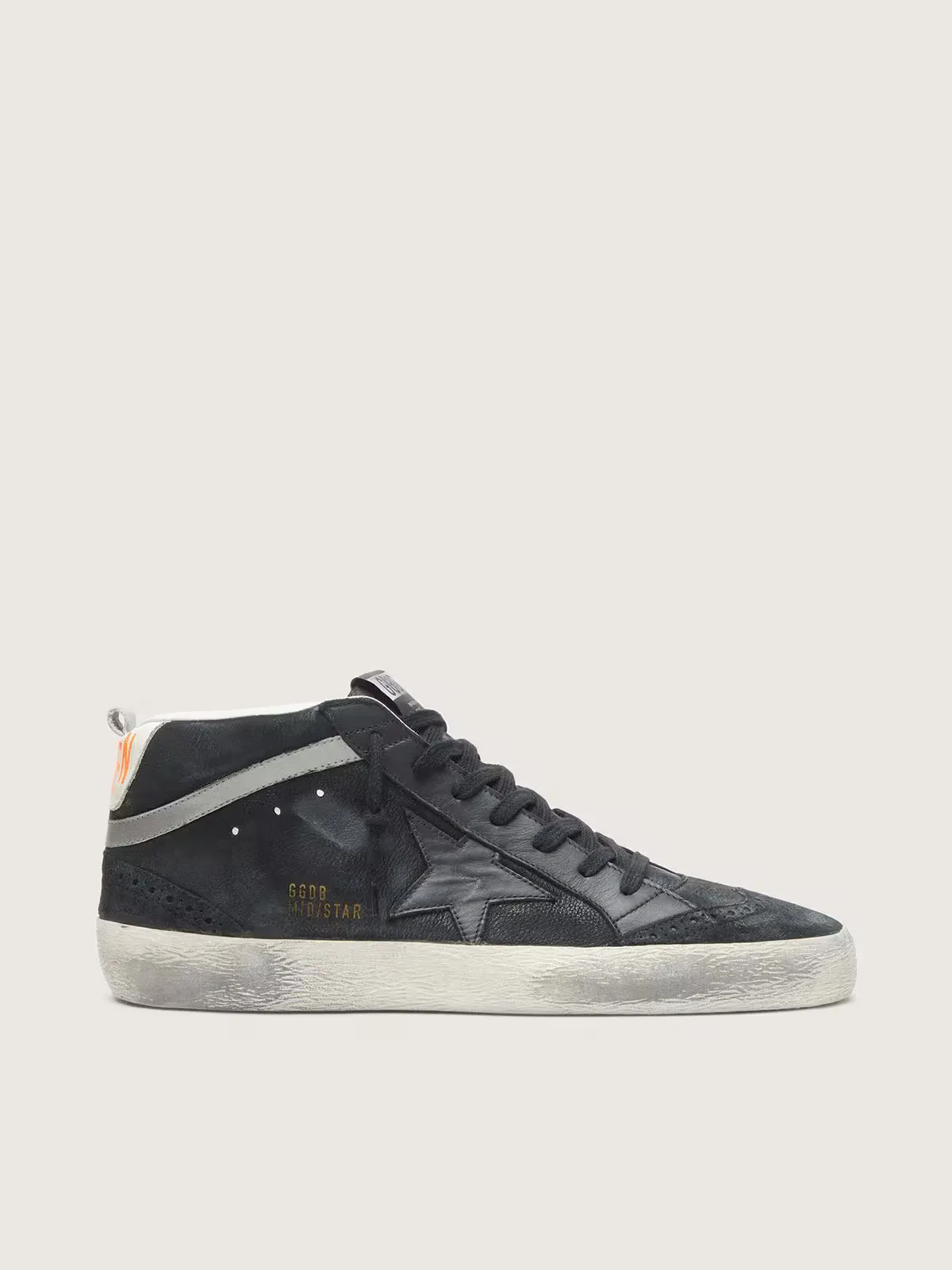 Mid Star in Nubuck with Black Leather Star and Silver Flash by Golden Goose