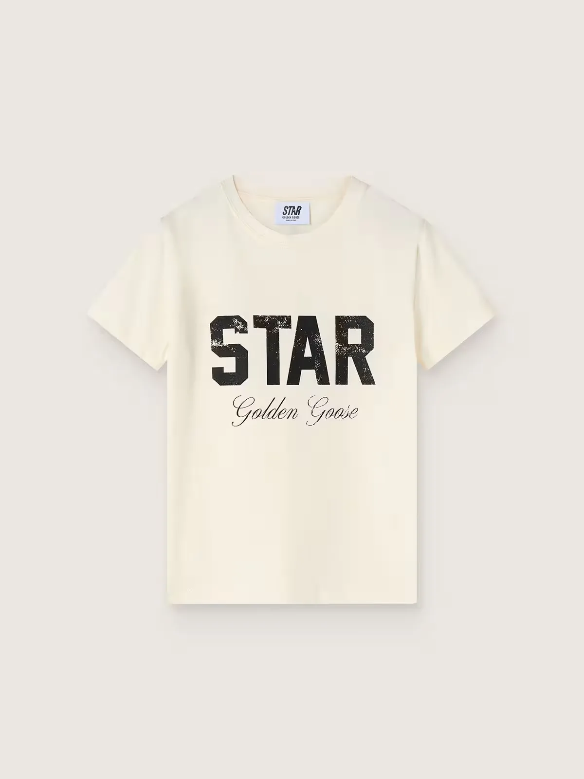 Cotton T-Shirt with Black Print by Golden Goose