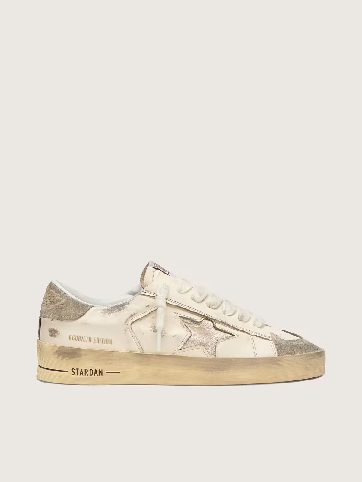 Stardan Ltd in Suede and White Nappa with Gold Star by Golden Goose