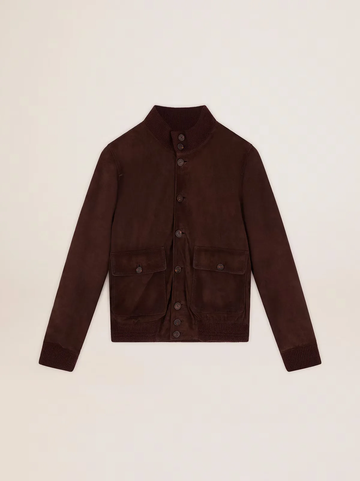 Golden Collection Flight Jacket in Dark Brown Suede by Golden Goose
