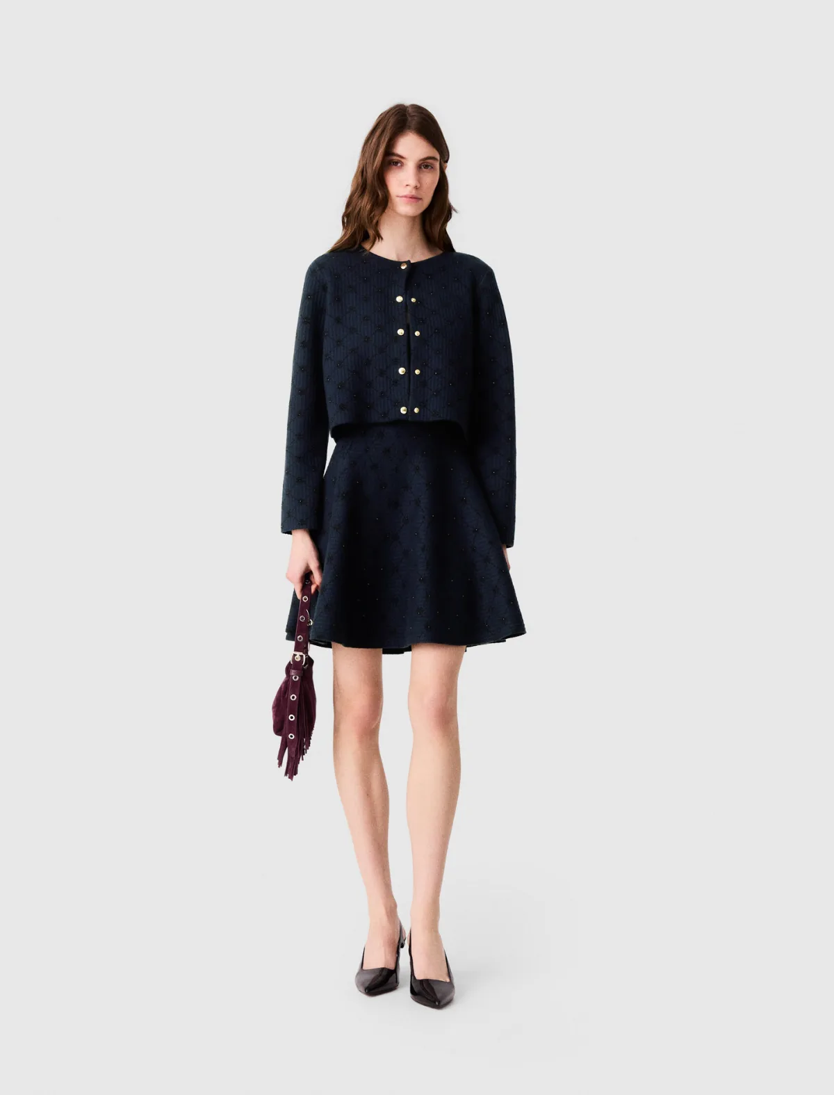 Jacquard Cardigan with Sequins by Maje