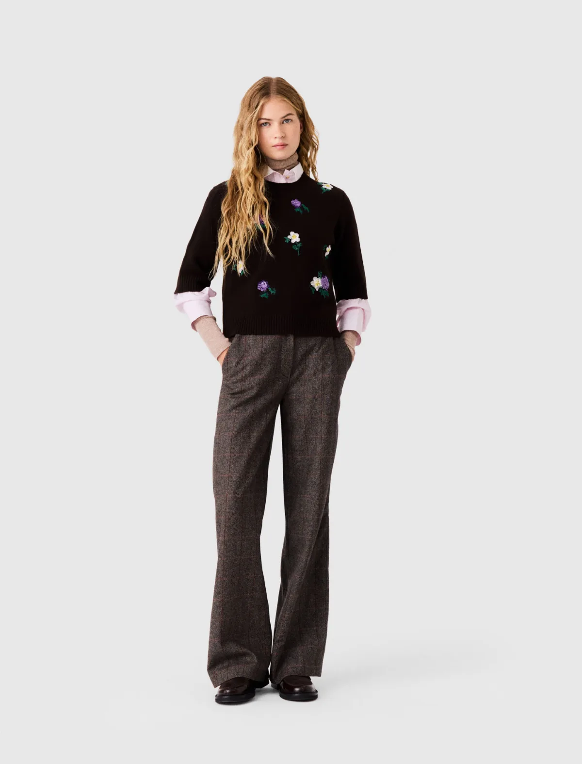 Sweater with Floral Embroidery by Maje