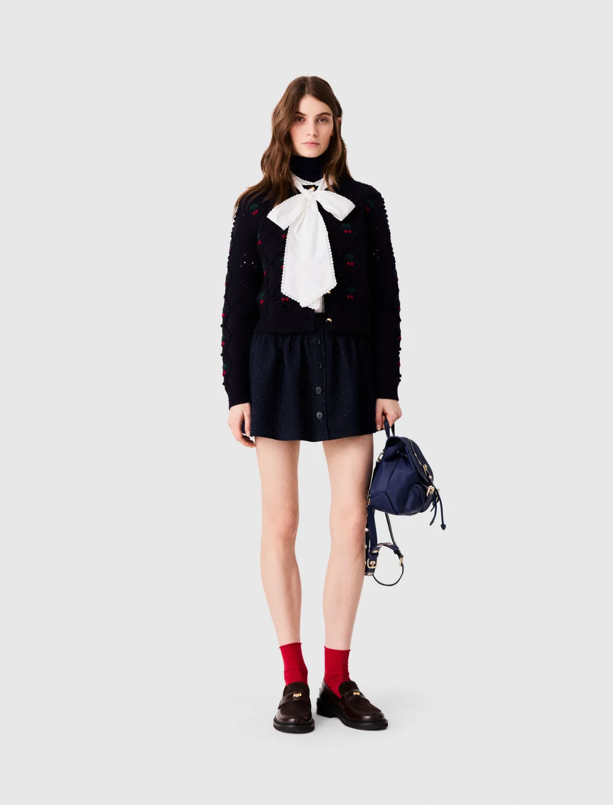 Embroidered Cherry Cardigan by Maje