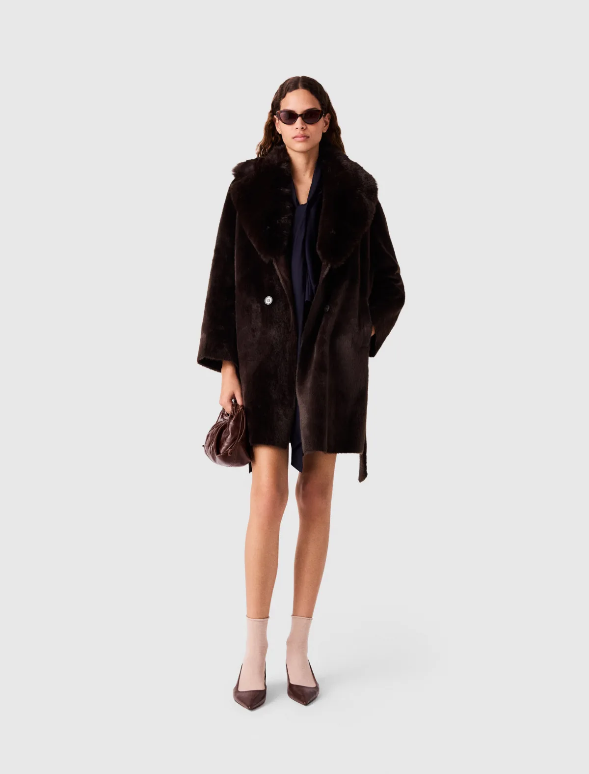 Mid-Length Faux Fur Coat by Maje