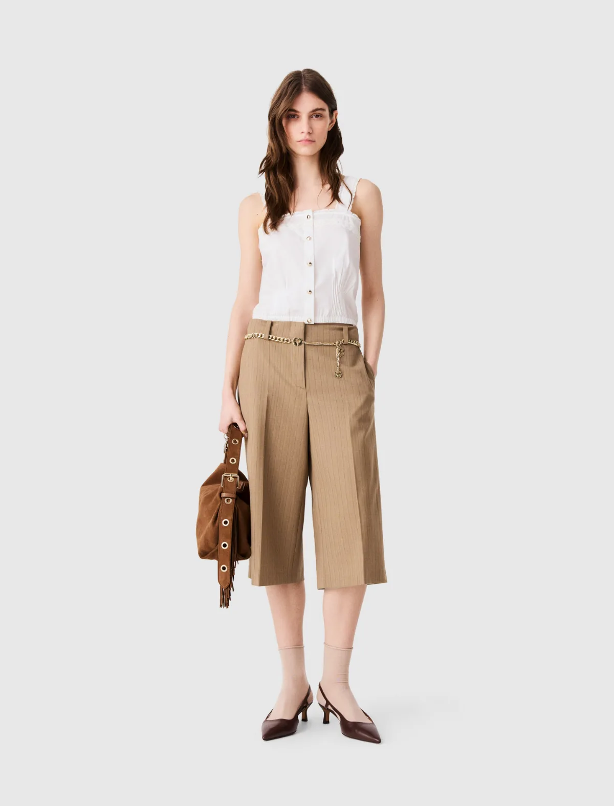 Tailored Pleated Bermuda Shorts by Maje