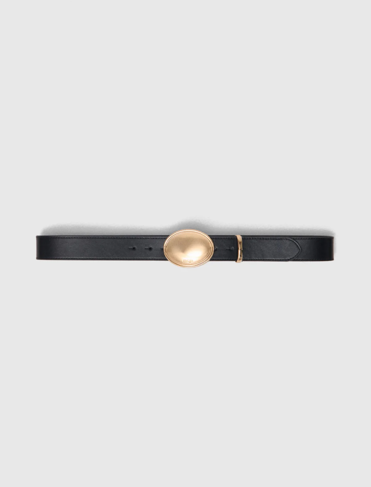 Leather Belt with Oval Buckle by Maje