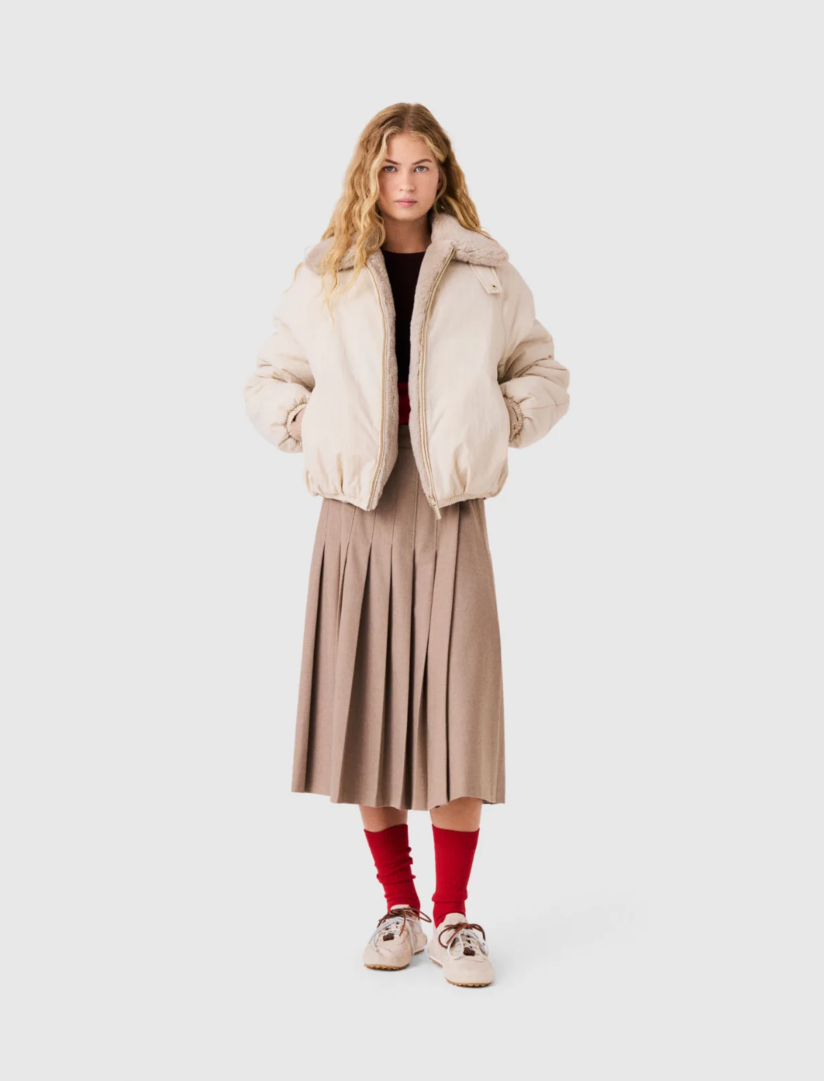 Reversible Faux Fur Puffer Jacket by Maje