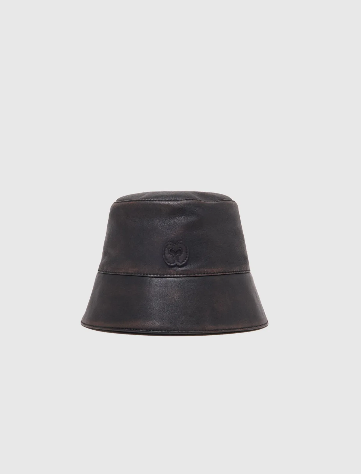 Distressed Leather Bucket Hat by Maje