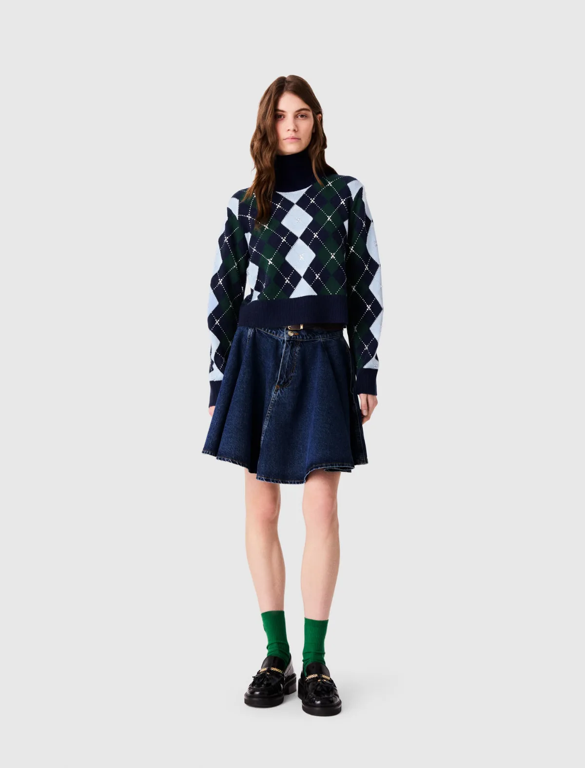 Argyle Sweater with Rhinestones by Maje