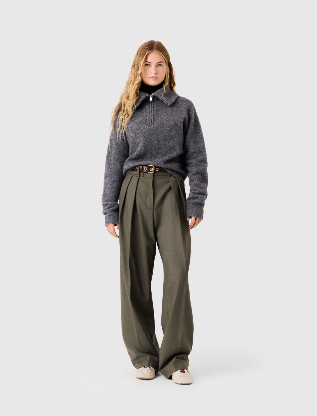 Zip-Neck Yak Sweater by Maje