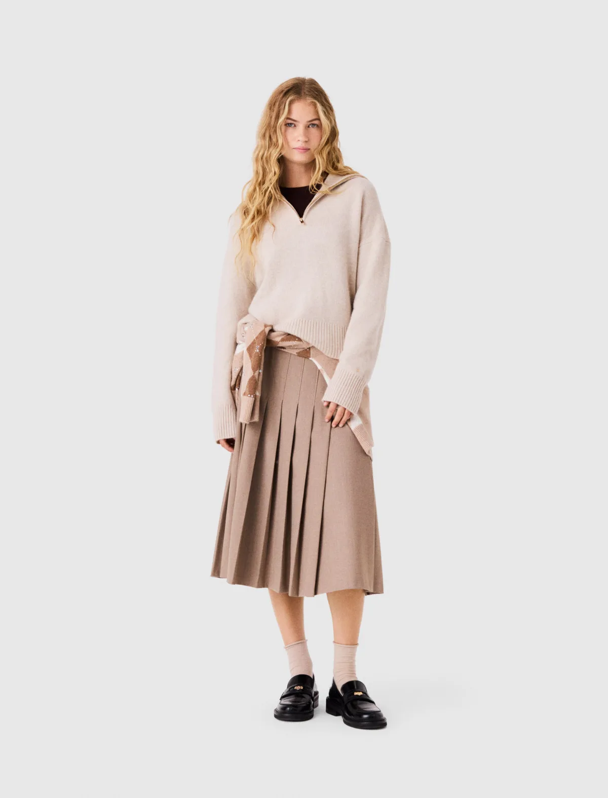 Zip-Neck Cashmere Sweater by Maje