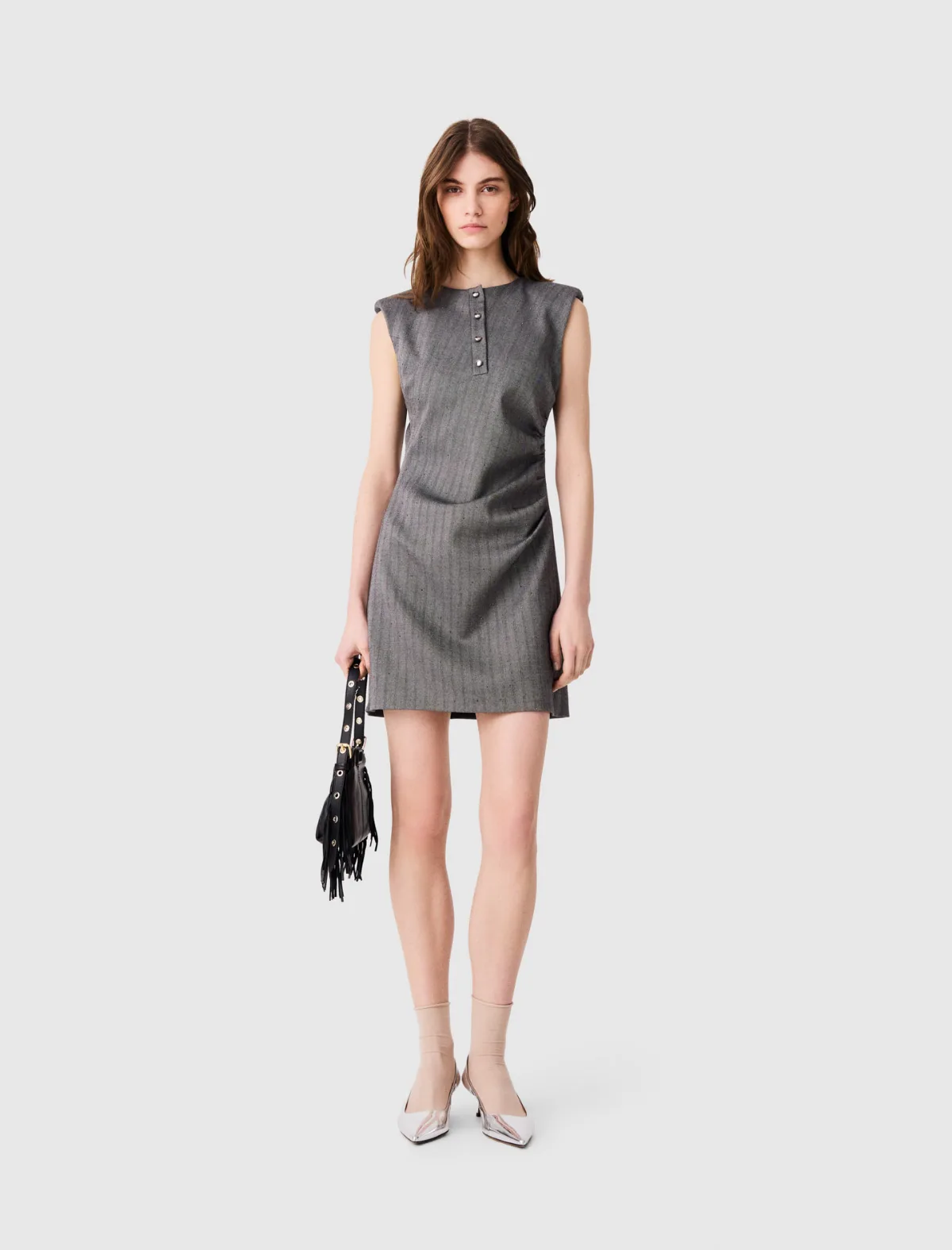 Short Rhinestone Tailored Dress by Maje