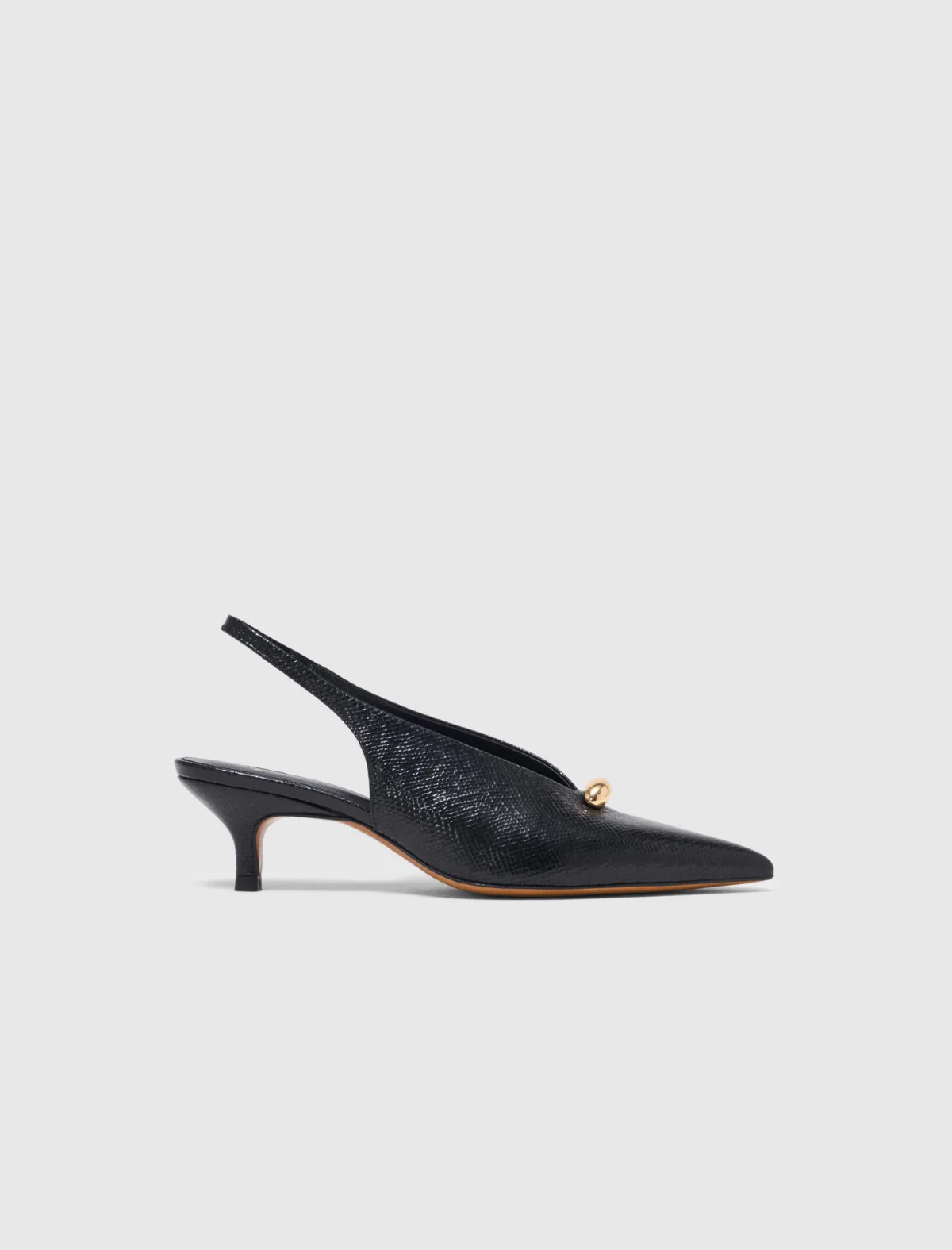 Pointed Embossed Leather Slingbacks by Maje
