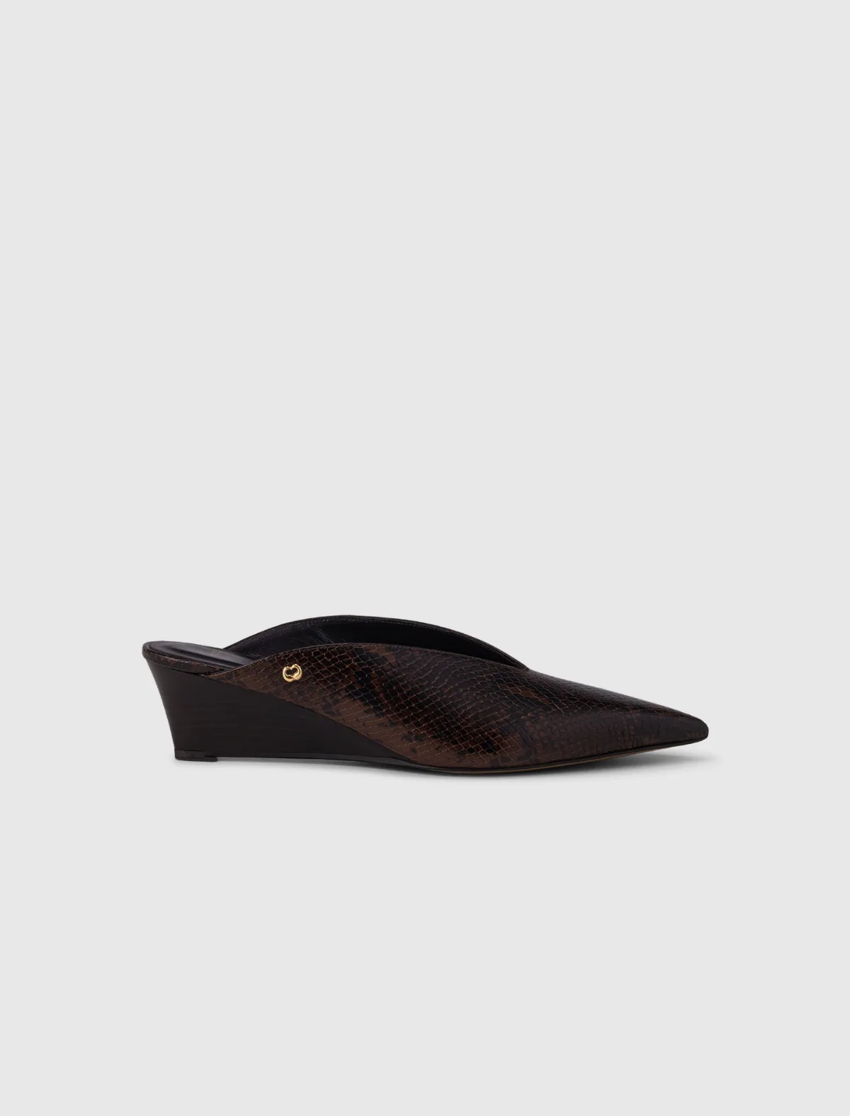 Embossed Leather Wedge Mules by Maje