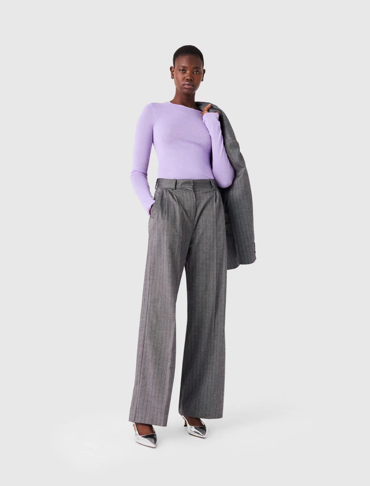 Rhinestone Suit Trousers by Maje