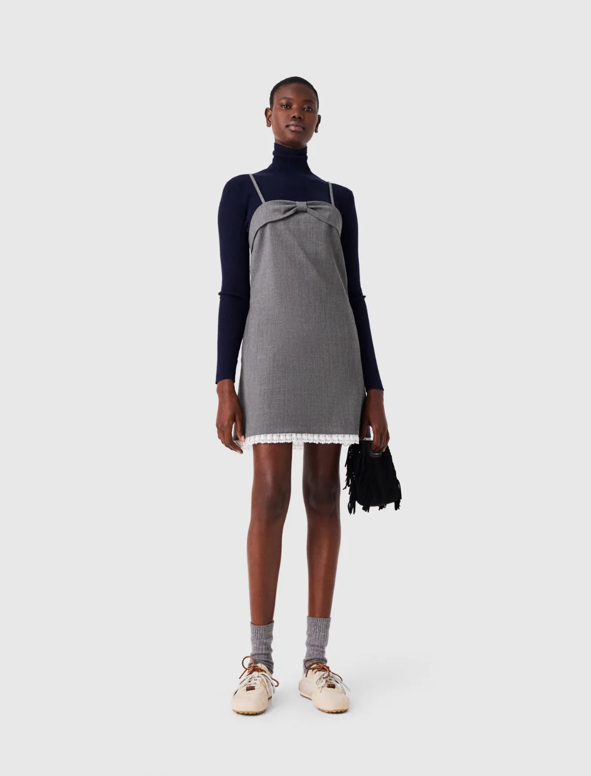 Short Tailored Dress with Lace by Maje