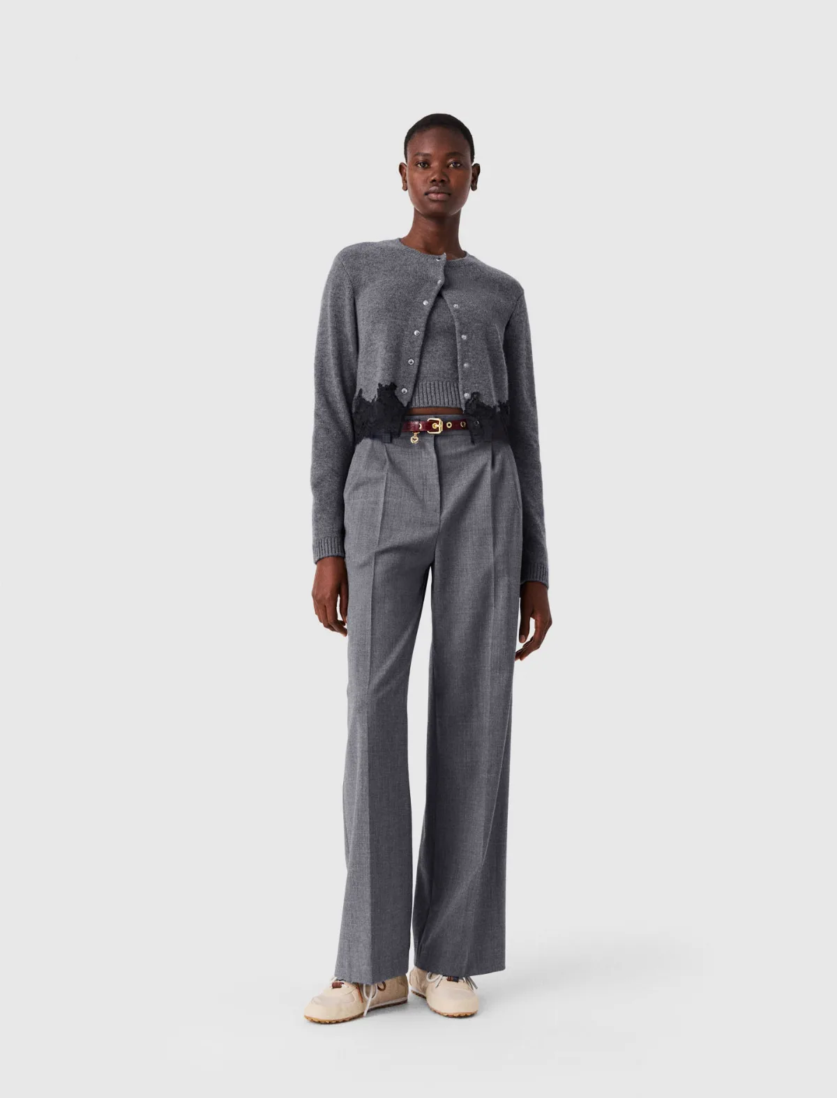 Twinset with Lace Trim by Maje