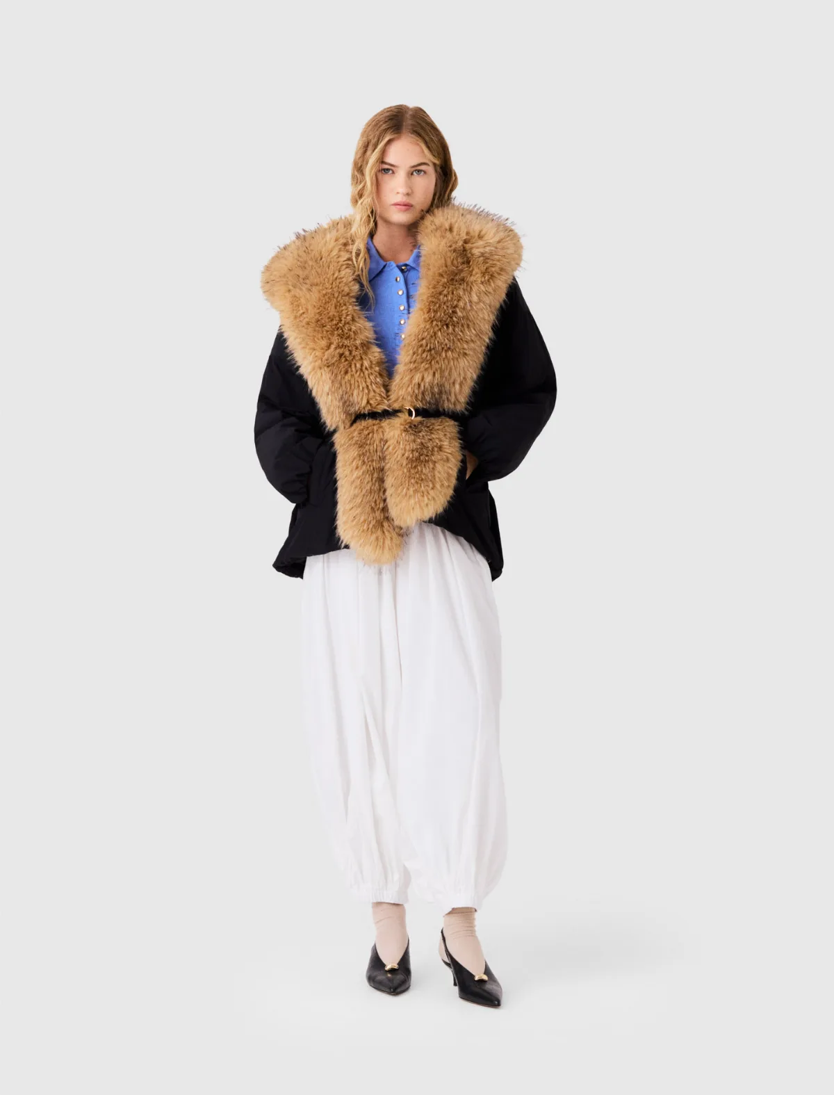 Oversized Faux Fur Collar Parka by Maje