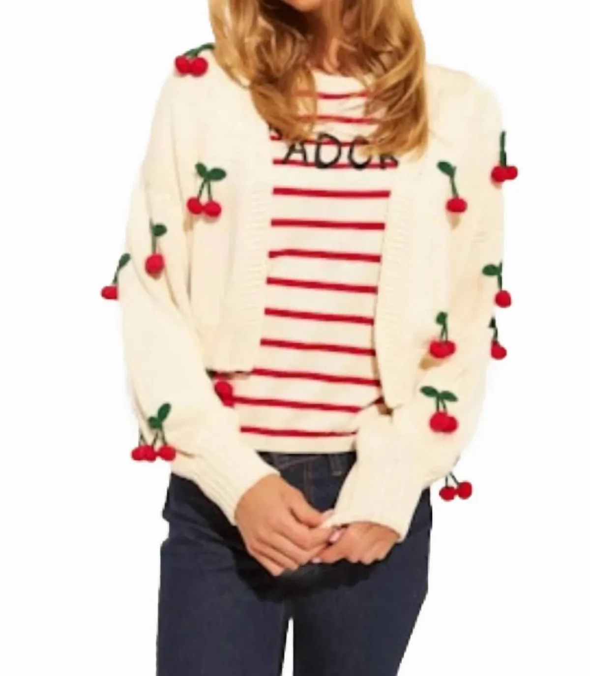 Ezra Cardigan in Cherry Pop by JOHN + JENN