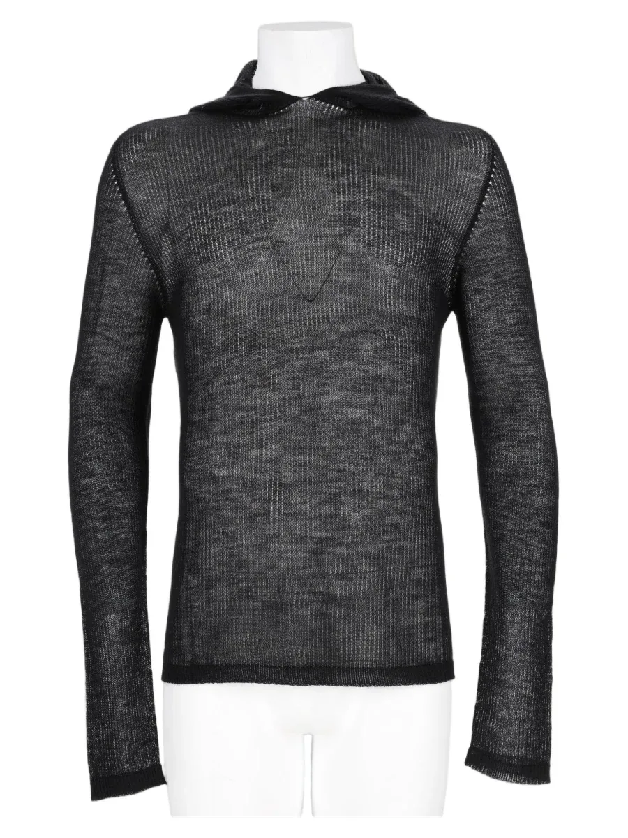 Lightweight Semi-Sheer Cashmere Sweater with Hood by Rick Owens