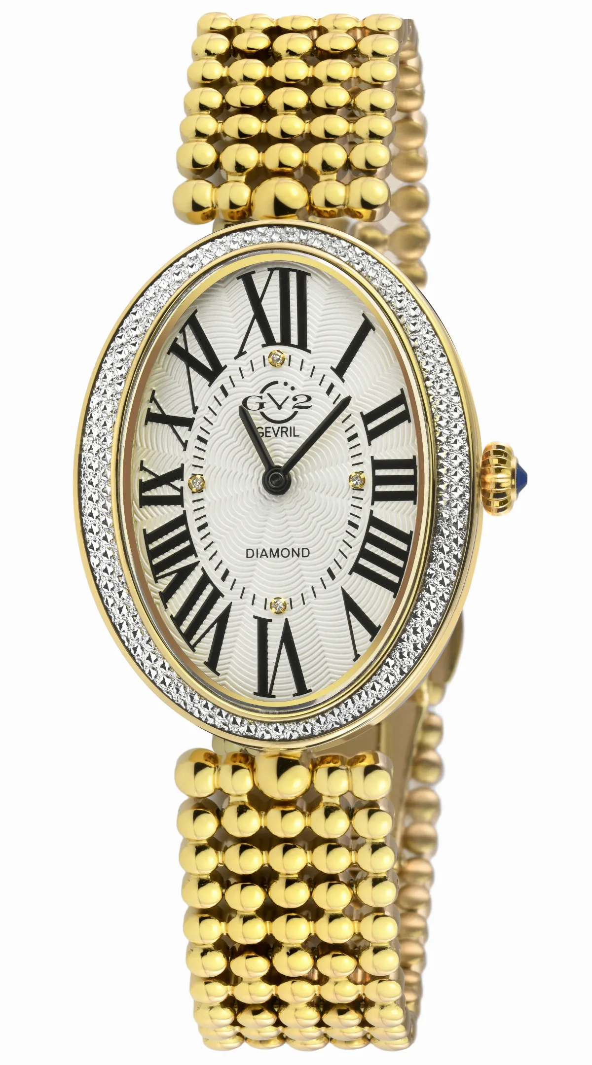 Piazza Navona Swiss Diamond Gold Beaded Bracelet Watch by GV2