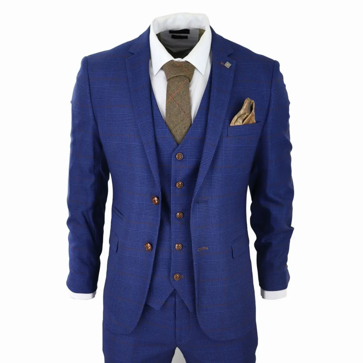 Brown Check 3 Piece Tailored Fit Suit by Oliver Tweed
